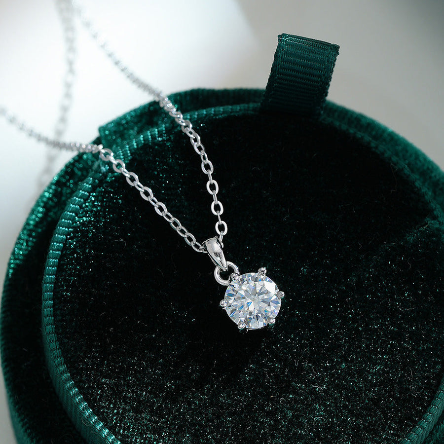 Timeless Deesign 6 Prong Moissanite Necklace Shine of Diamond