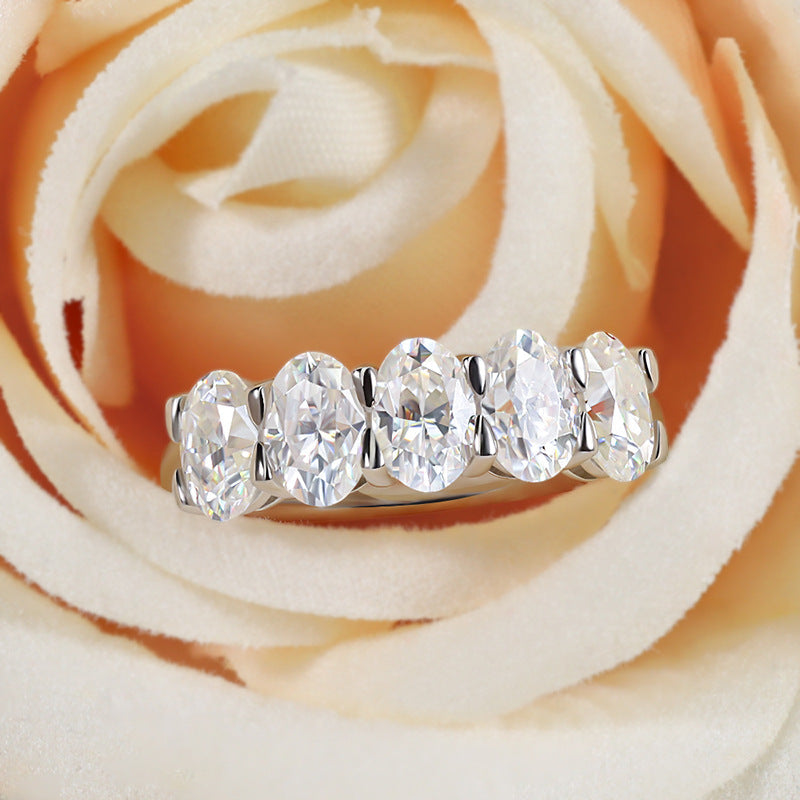 2.5 Ct Oval Cut Moissanite White Gold Band Carly Jewelry