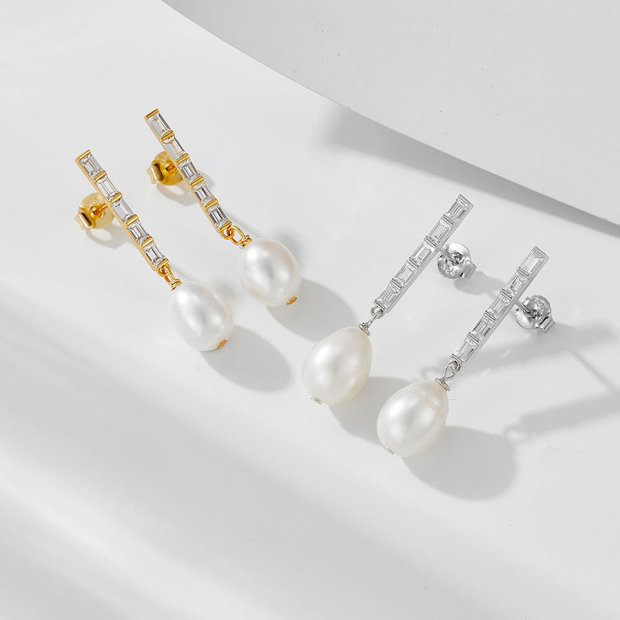 Elegant Pearls Sterling Silver Drop Earrings Carly Jewelry