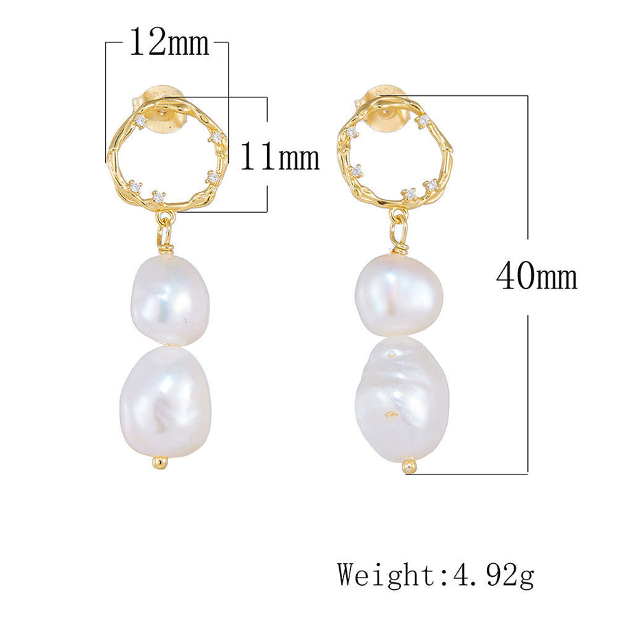 Vintage Baroque Pearls Drop Earrings Shine of Diamond