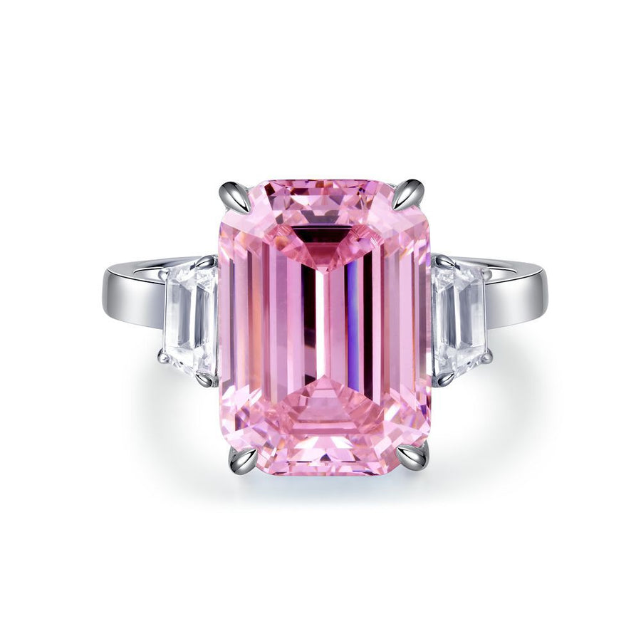 Pink Collection- Sterling Silver Engagement Ring Shine of Diamond