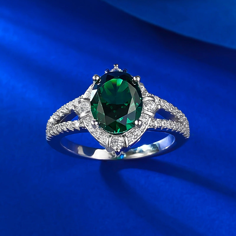 Luxury Oval Cut Paraiba Tourmaline Sterling Silver Engagement Ring shine of diamond