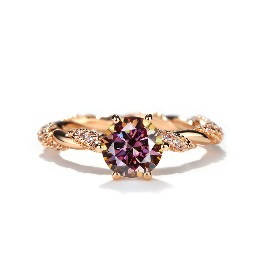 1 Carat Moissanite Twist Engagement Ring in Sterling Silver Shine of Diamond