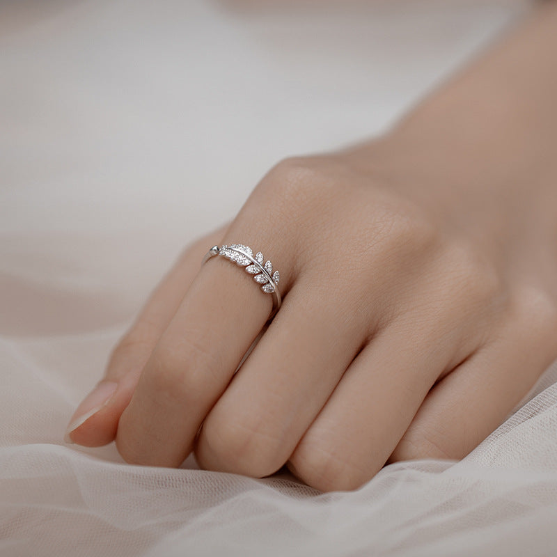 Adjustable Leaves Design Sterling Silver Ring Carly Jewelry