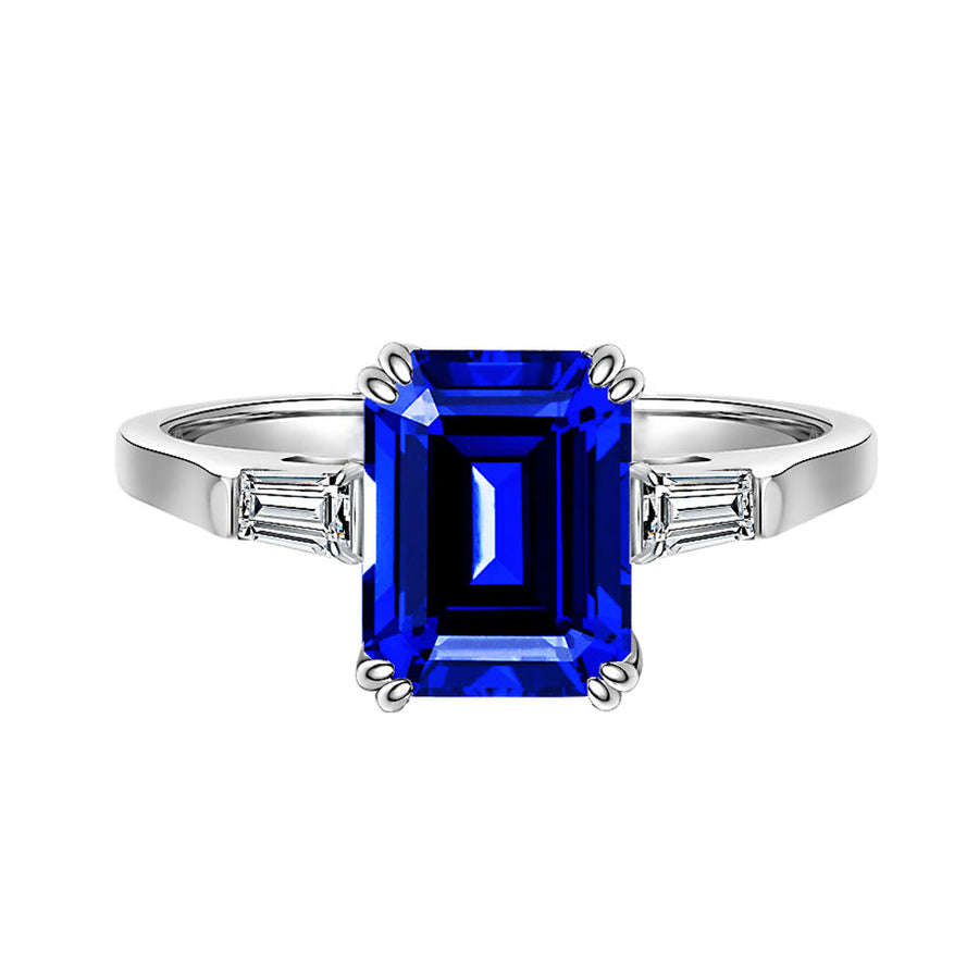 Unique Three Stone 2.5ct Tanzanite Blue Ring Shine of Diamond