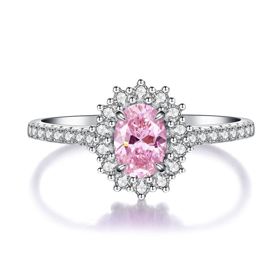 Pink Collection- Sterling Silver Engagement Ring Shine of Diamond