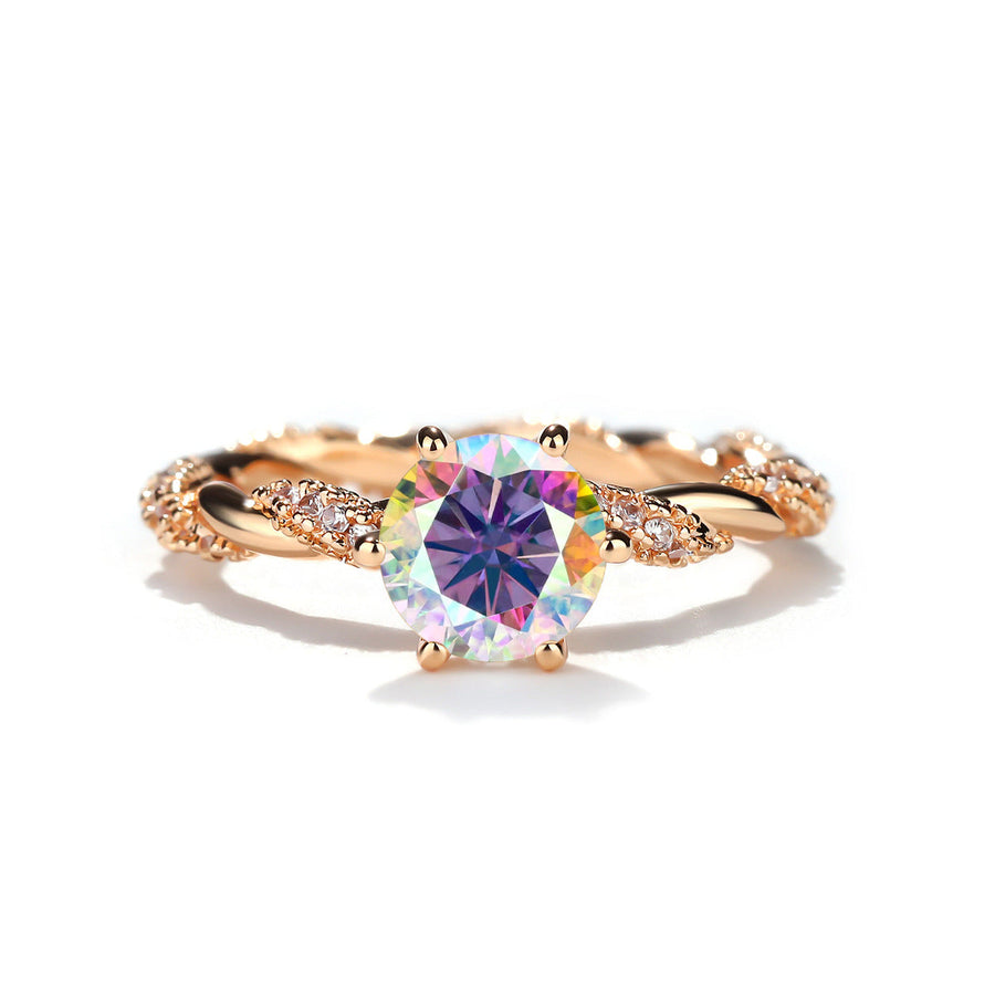 1 Carat Moissanite Twist Engagement Ring in Sterling Silver Shine of Diamond