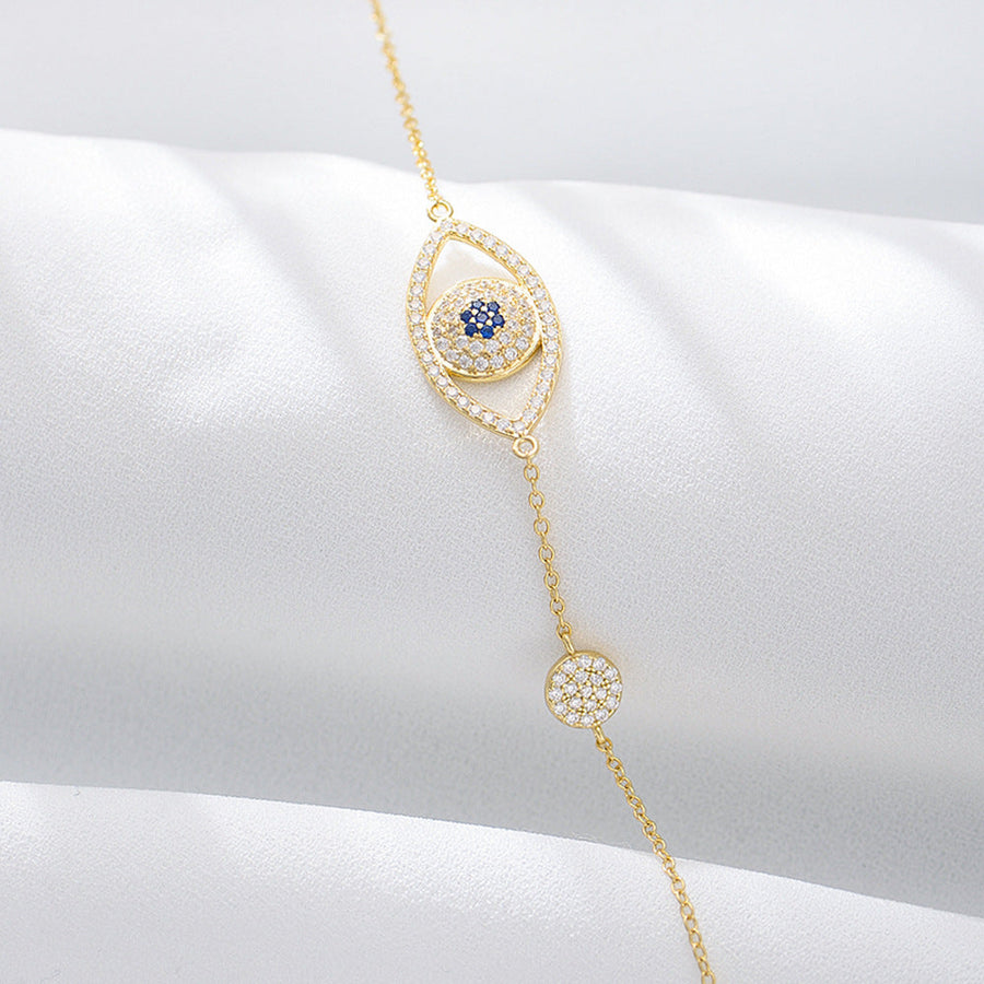 Evil Eye Design Paved Sterling Silver Bracelet Shine of Diamond