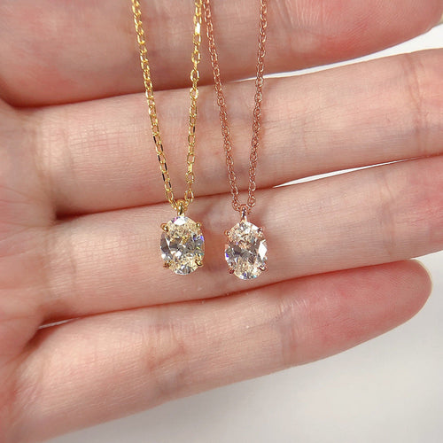 Gorgeous 1.5ct Oval Cut Sterling Silver Necklace Carly Jewelry