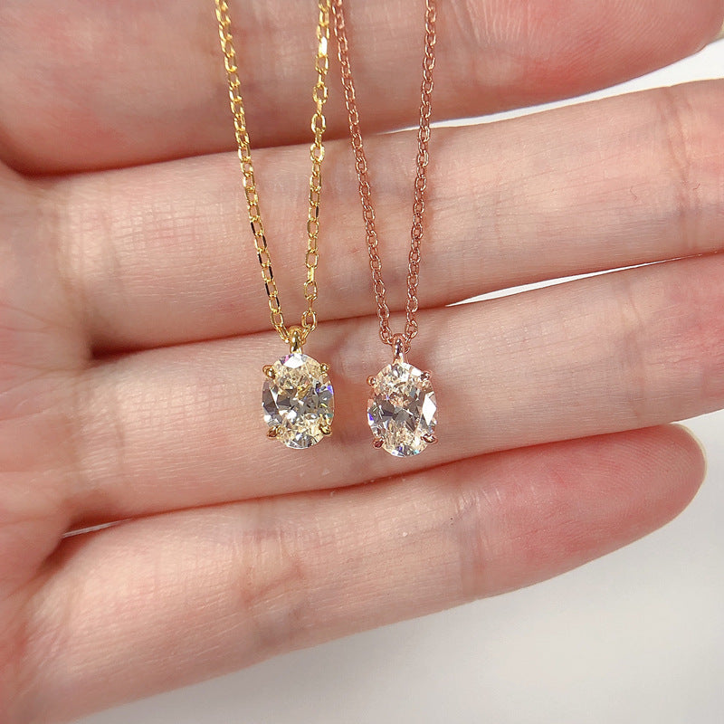 Gorgeous 1.5ct Oval Cut Sterling Silver Necklace Carly Jewelry