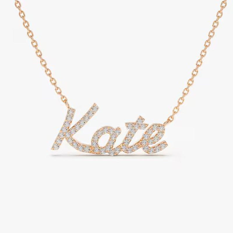 Personalized Full Pave Name Necklace in 925 Sterling Silver Shine of Diamond