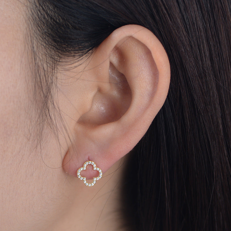 Four-leaf Clover Hollow Design Sterling Silver Earrings Carly Jewelry