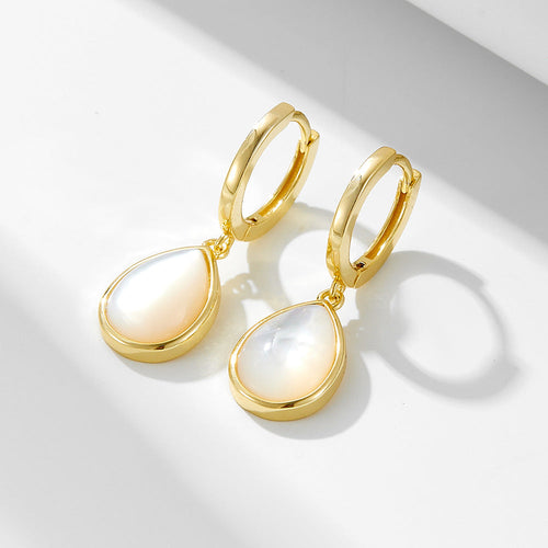 Pear Shape Design Natural Shell Hoop Earrings Carly Jewelry