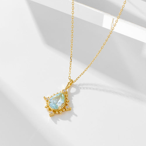 Luxury Pear Shape Topaz Pendant Neckalce Shine of Diamond