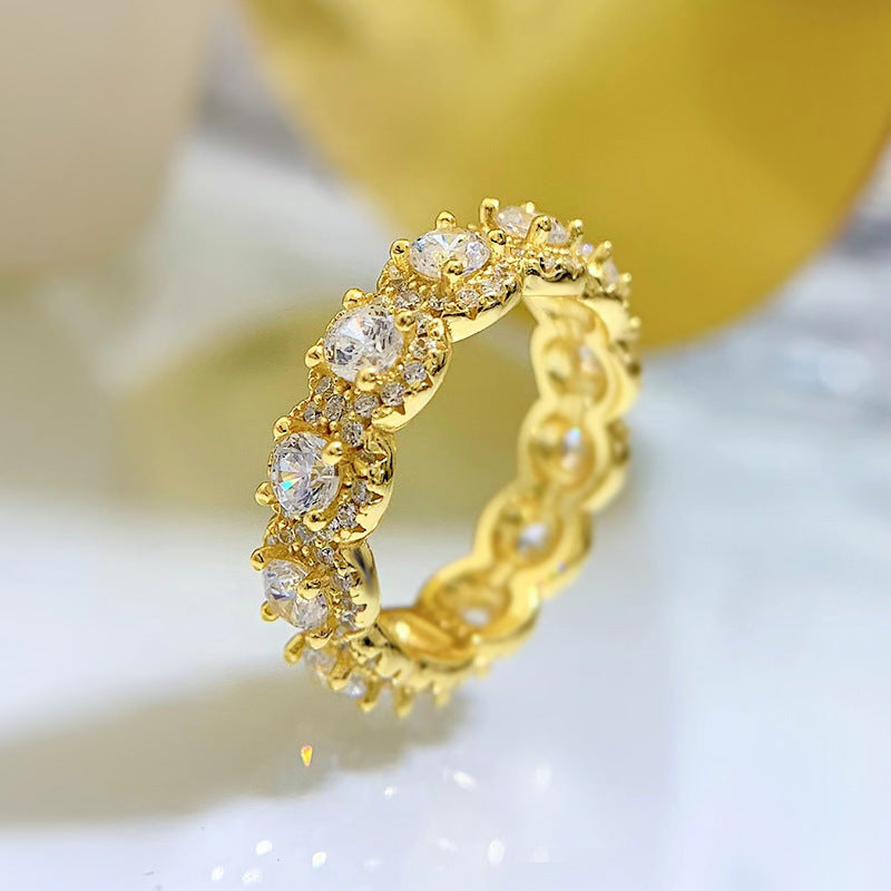 Halo Round Cut Eternity Sterling Silver Wedding Band shine of diamond