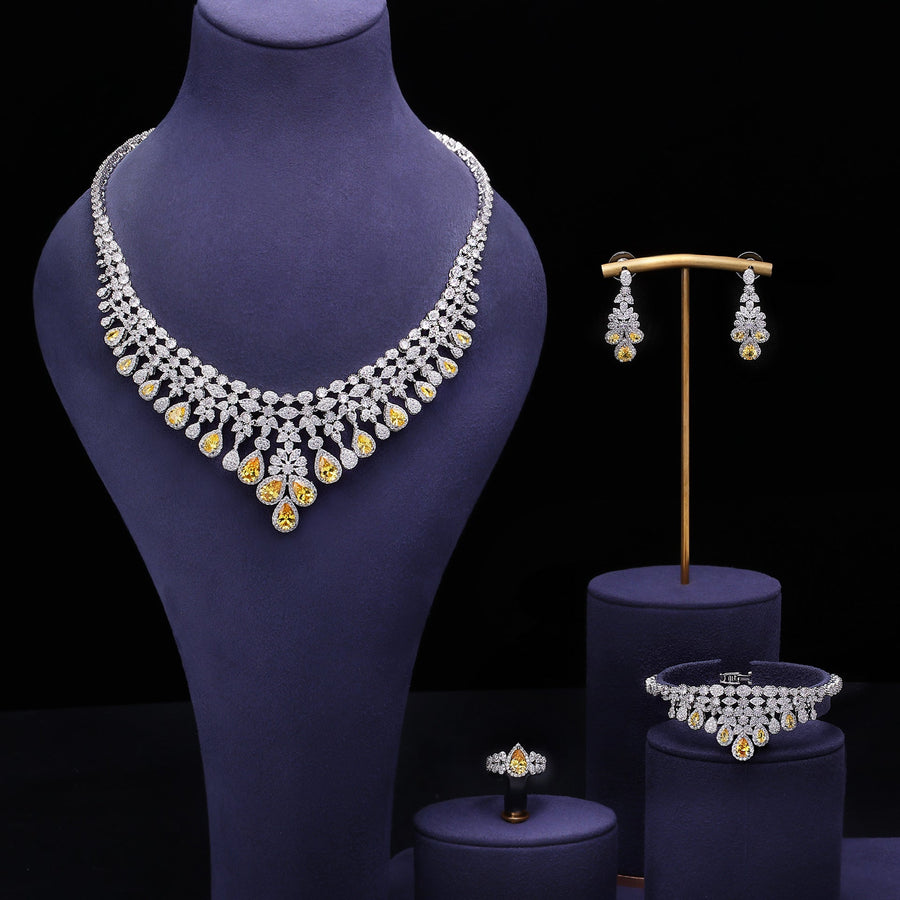 Generous Bride Wedding Accessories 4 Pcs Jewelry Set Shine of Diamond