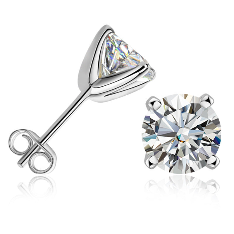 Classic 1.0ct 18K White Gold Plated D Color Moissanite Earrings Carly Jewelry
