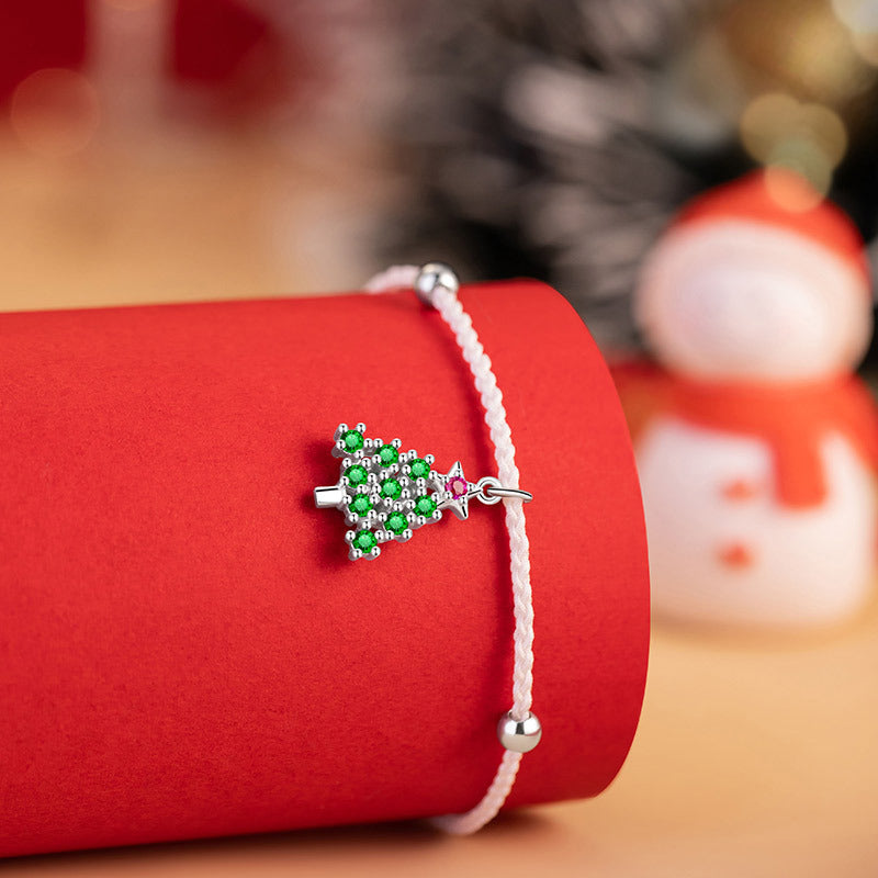 Christmas Tree 925 Sterling Silver Bracelet Shine of Diamond