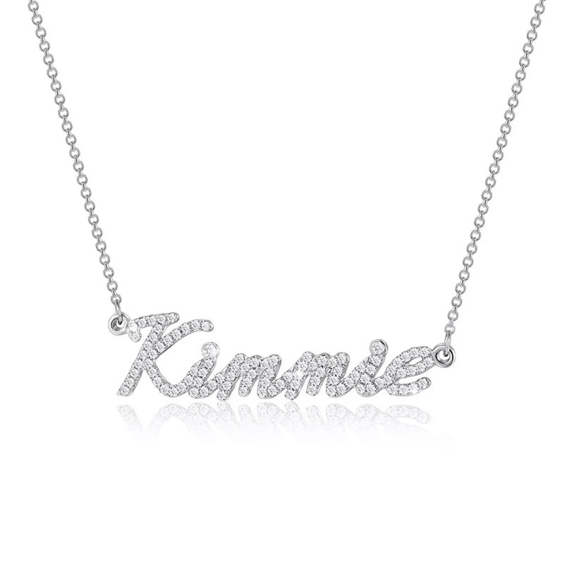 Personalized Full Pave Name Necklace in 925 Sterling Silver Shine of Diamond