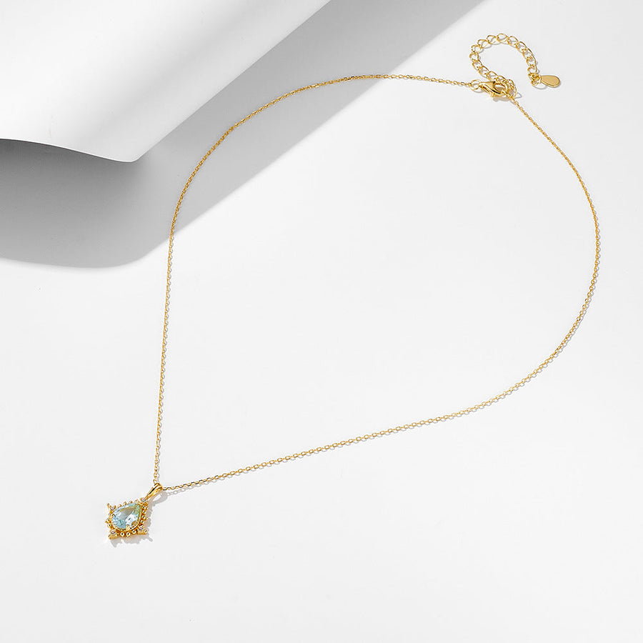 Luxury Pear Shape Topaz Pendant Neckalce Shine of Diamond
