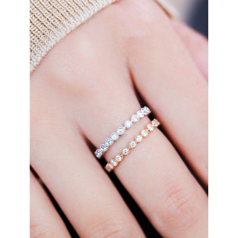 Round Cut Eternity Sterling Silver Ring Band Shine of Diamond