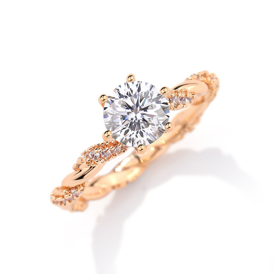 1 Carat Moissanite Twist Engagement Ring in Sterling Silver Shine of Diamond