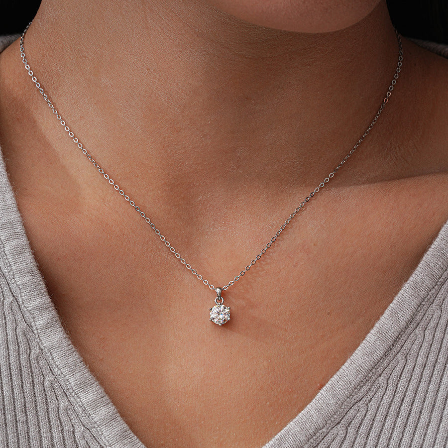 Timeless Deesign 6 Prong Moissanite Necklace Shine of Diamond
