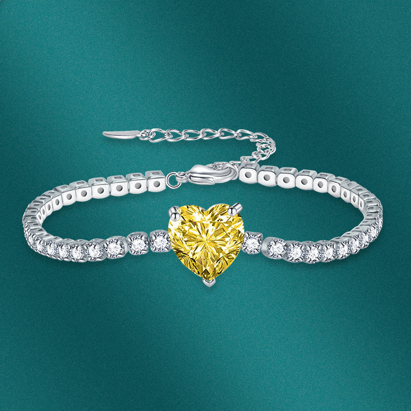 Sweet Heart Cut Tennis Bracelet In Silver Tone Dazzleyesjewelry