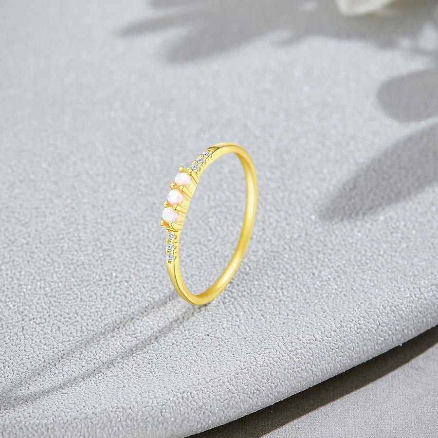 Three Stone Opal Design Sterling Silver Band Carly Jewelry