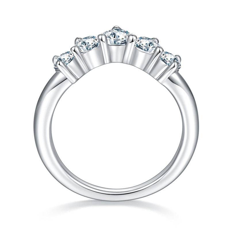 V Shape Moissanite Stackable Band in Sterling Silver shine of diamond