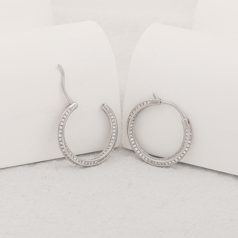 Twist Sterling Silver Hoop Earrings Shineofidamond