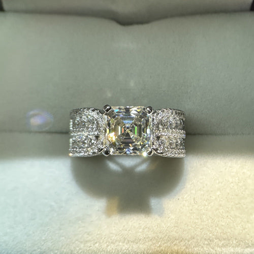 Handmade Asscher Cut 2.5ct Sterling Silver Engagement Ring Shine of Diamond