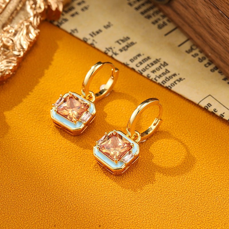 Retro Drip Glaze Geometric Square Earrings Carly Jewelry