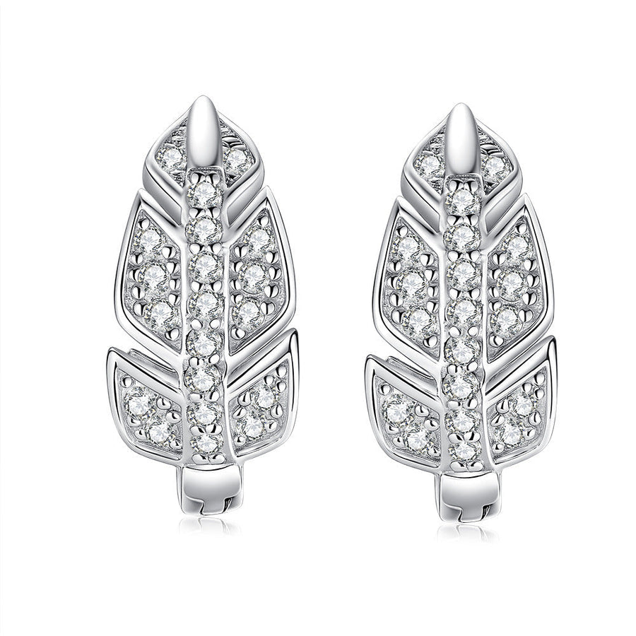 Leaf Design Moissanite Earrings in Sterling Silver Shine of Diamond