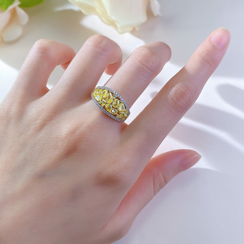 Gorgeous Unique Design Yellow Sterling Silver Wedding Band shine of diamond