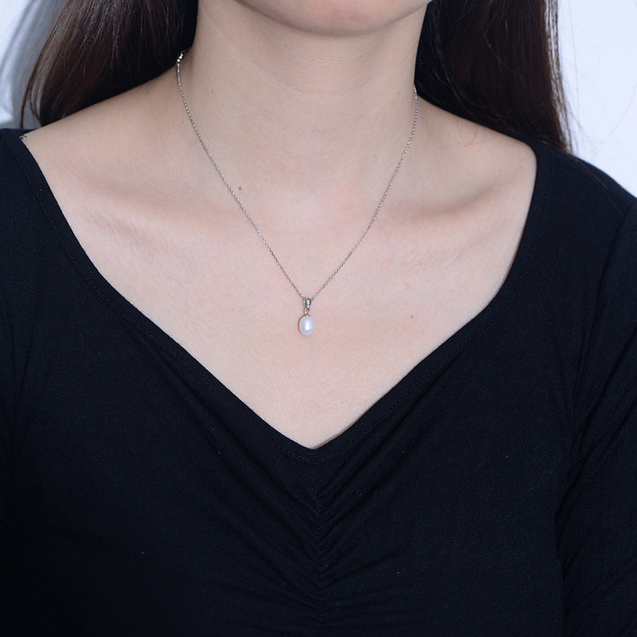 Classic Pearl Sterling Silver Necklace Carly Jewelry