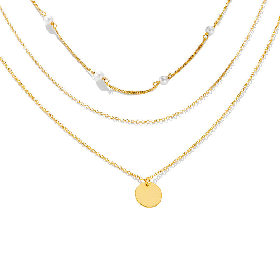 Vintage Layered Sterling Silver Necklace in Golden Color shine of diamond