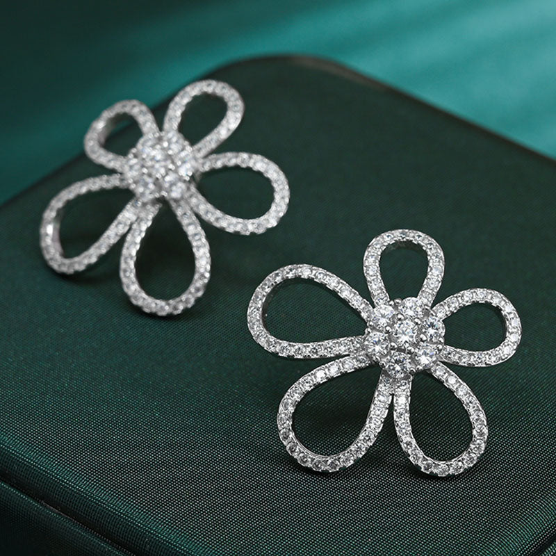Flower Design Sterling Silver Stud Earrings Dobrilajewelry