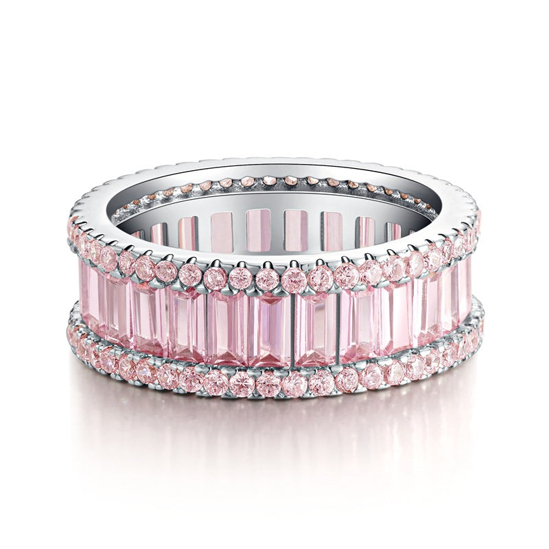 Three Rows Design Paved Sterling Silver Band Carly Jewelry