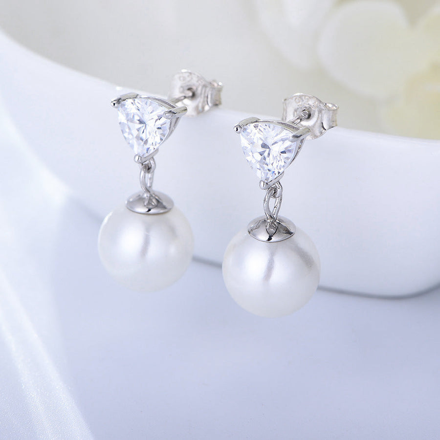 Simple Heart Sterling Silver Pearl Drop Earrings Carly Jewelry
