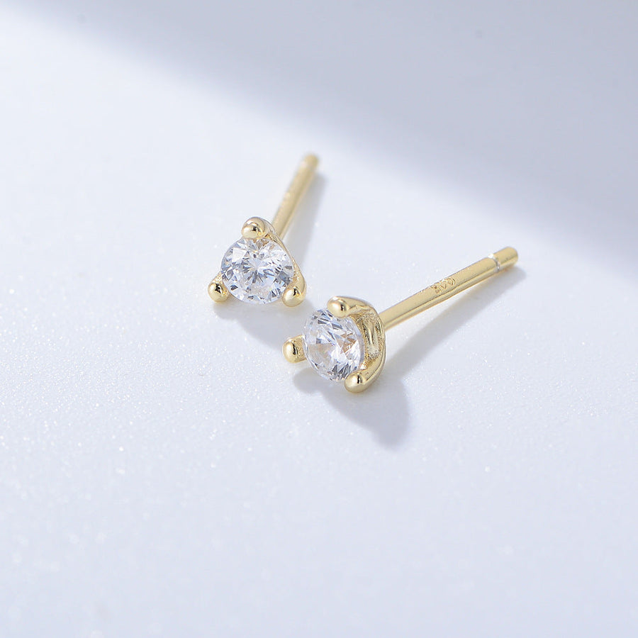 3 Prog Stud Earrings in Sterling Silver Shine of Diamond
