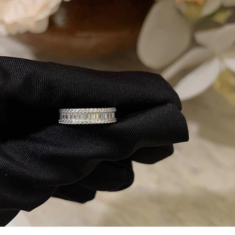 Three Rows Design Paved Sterling Silver Band Carly Jewelry