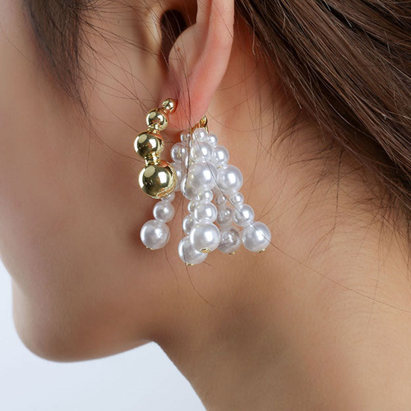 Elegant Pearl Fringe Drop Earrings Dobrilajewelry