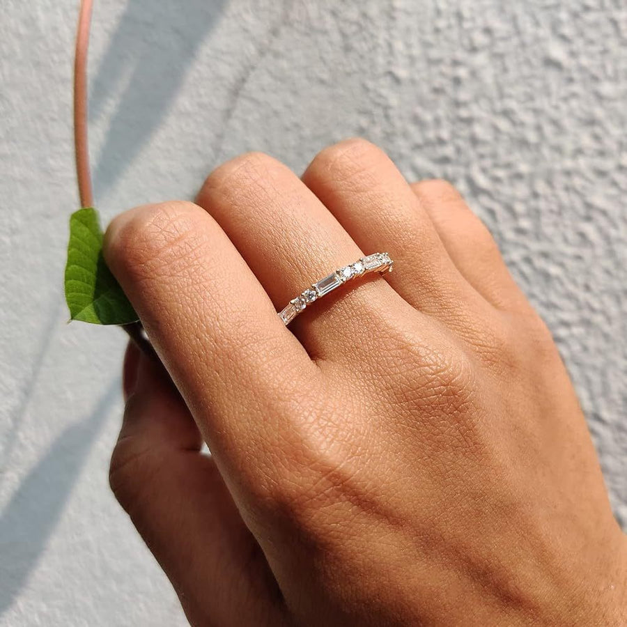 Unique Stackable Wedding Band in Sterling Silver Carly Jewelry