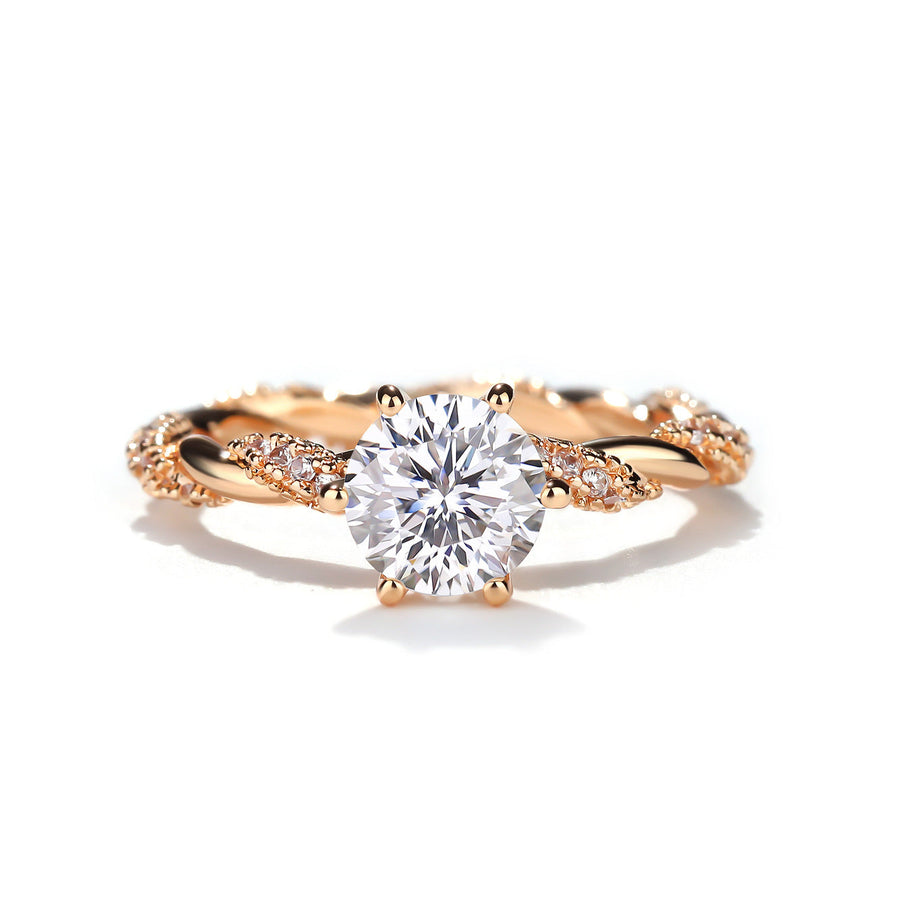 1 Carat Moissanite Twist Engagement Ring in Sterling Silver Shine of Diamond