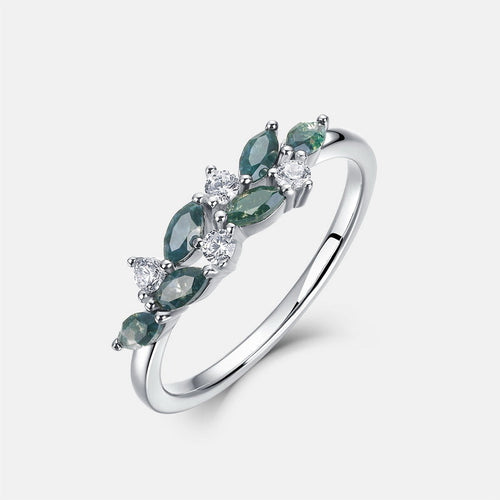 Natural Green Moss Agate Sterling Silver Ring Carly Jewelry