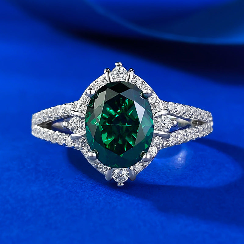 Luxury Oval Cut Paraiba Tourmaline Sterling Silver Engagement Ring shine of diamond