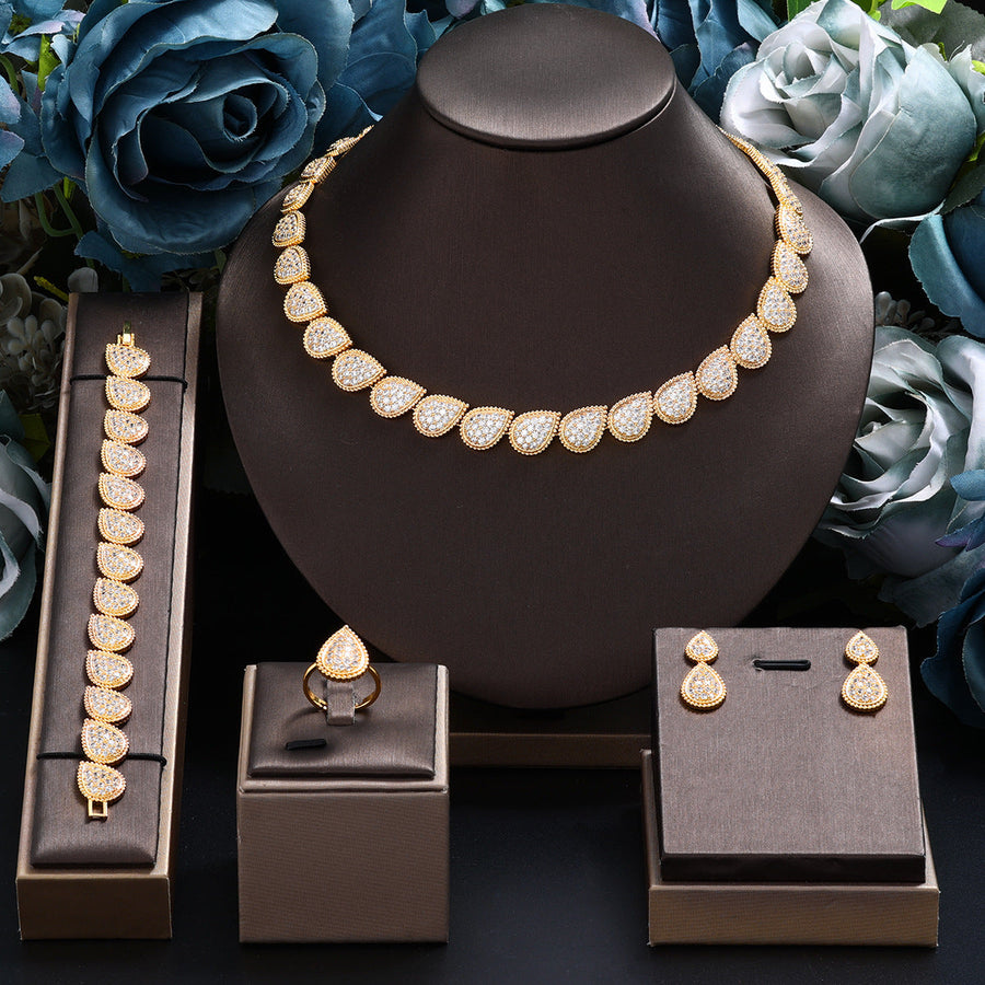 4 Pcs Jewelry Set Popular Accessories for Parties and Banquets Shine of Diamond