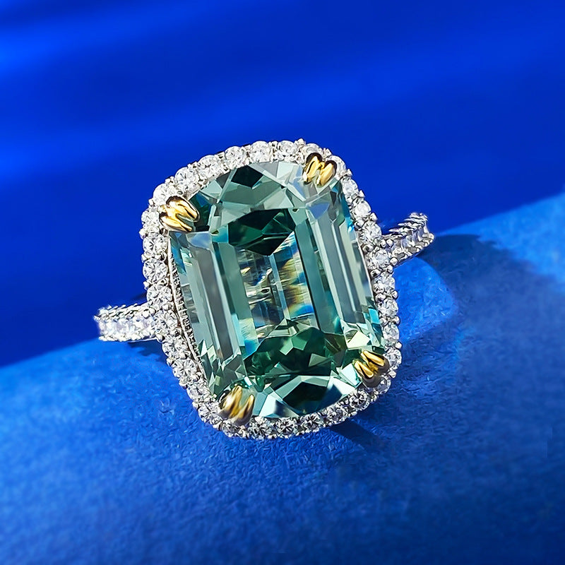 Exquisite Tourmaline Sterling Silver Anniversary Engagement Ring shine of diamond