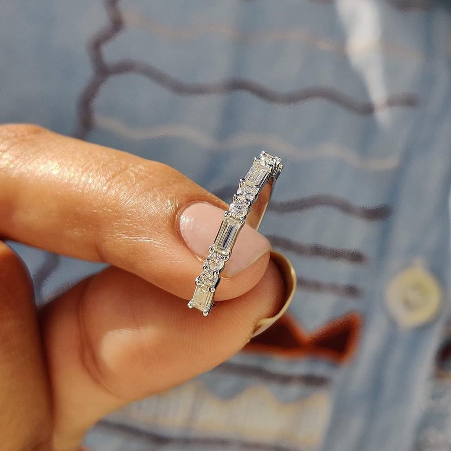 Unique Stackable Wedding Band in Sterling Silver Carly Jewelry